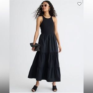 NWOT J.Crew Vintage Rib High Neck Cutaway Tank Dress with Poplin Skirt